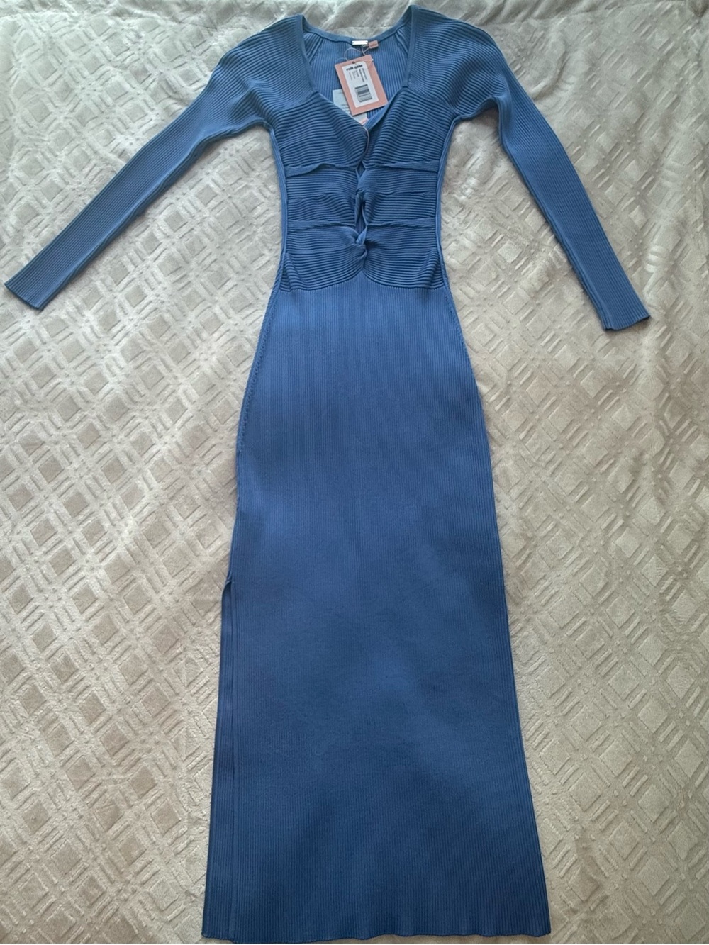 cult gaia blue Melissa Cutout Knit Midi Bodycon Dress -New With Tags!!
